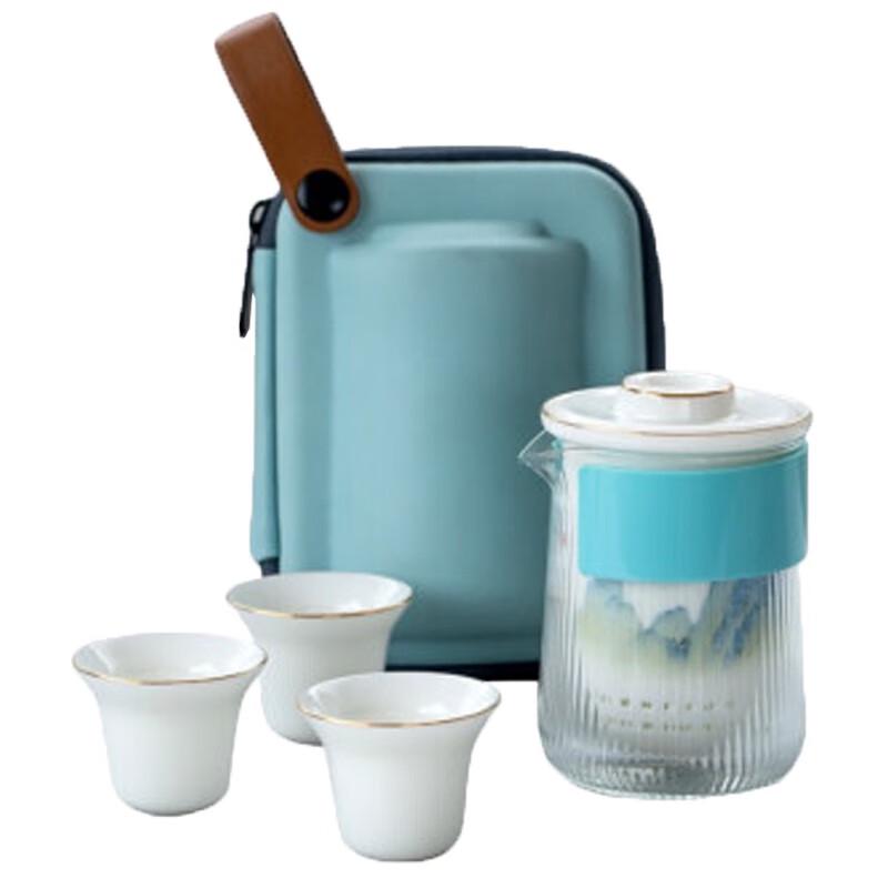 

DARUNYAO Dehua White Porcelain Portable Tea Set - Thousand Li Landscape Painting