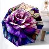 1pc Rose StainedGlass Automatic Folding Umbrella - 8-Rib Compact Travel Umbrella Durable & Portable for Outdoor Use, Perfect Gift for Birthdays092