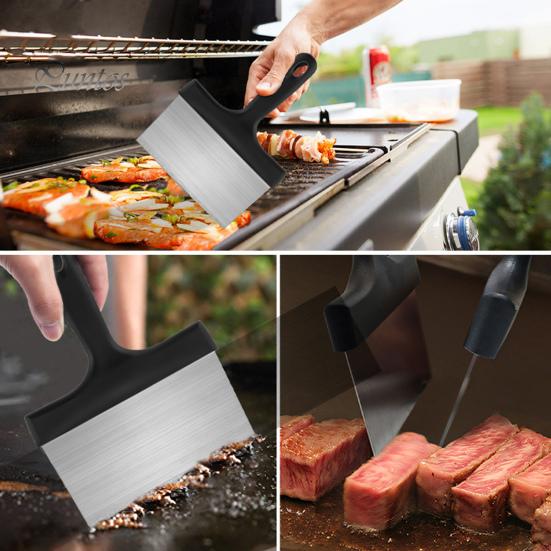 1 Set BBQ Griddle Cleaning Tool Kit with Handle Scraper Scouring Pad Pumice Stone Brush Multifunctional Barbecue Flat Top Grill Cleaner Kit