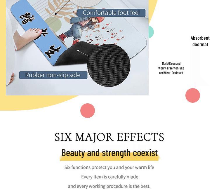 Diatomaceous Earth Cartoon Girl Absorbent Non-Slip Door Mat