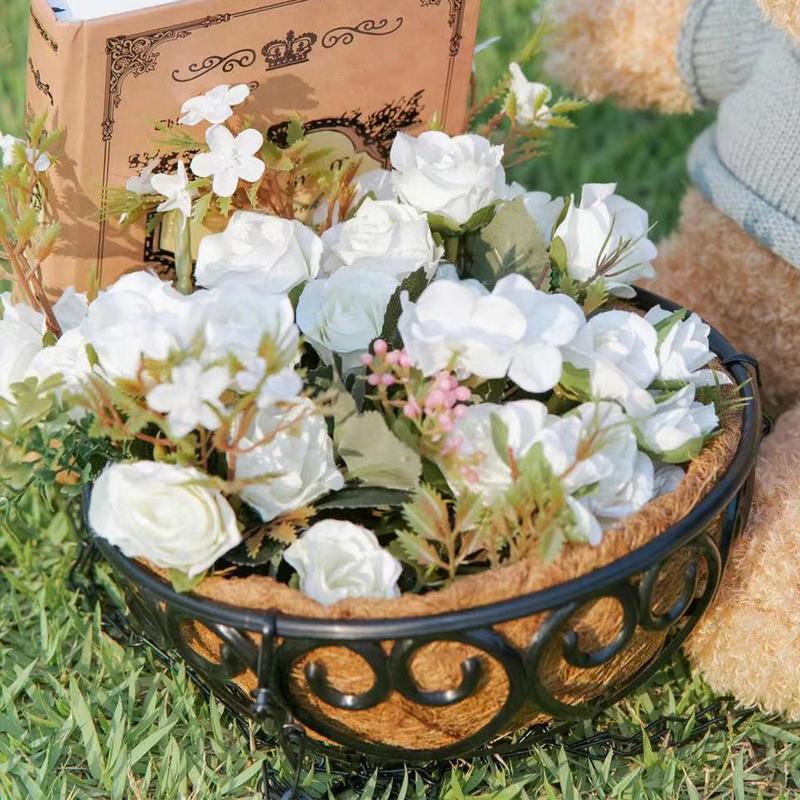 8/10/12 Inch Resin Hangings Planter Wire Flower Baskets Round Plant Holder Coconut Liner Lining Pots for Home Garden Decoration