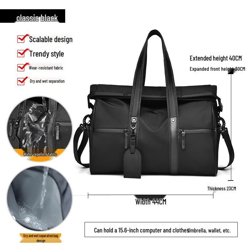 Men's Large Capacity Oxford Cloth Travel Bag for Business and Casual Use with Wet/Dry Separation