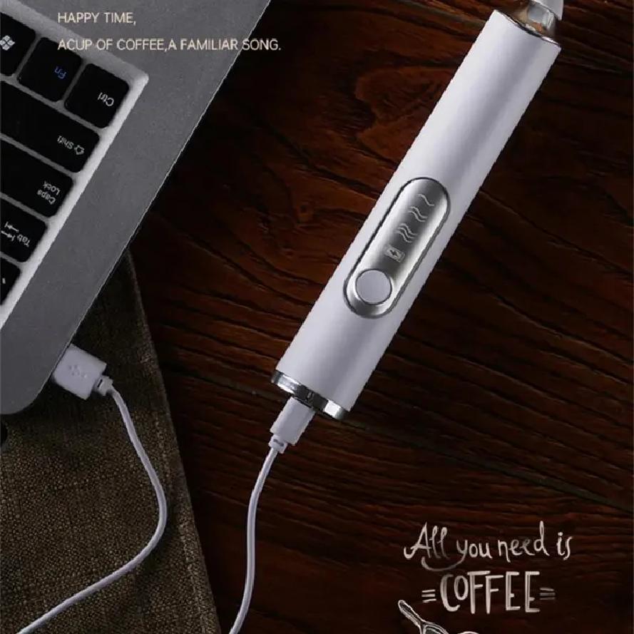 Frusta Elettrica Portatile a Doppio Gancio Senza Fili Schiumatore per Crema Pasticcera Mini Frullatore Portatile Caffè Latte Controllo a Tre Velocità Albume Montato USB