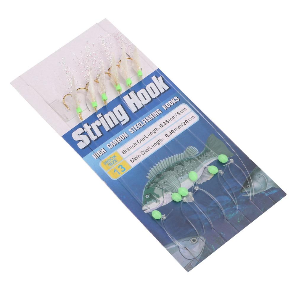 5 Sets with Luminous Beads Fishing Rigs with 6 Hooks Fishing Lure Rigs  Saltwater Fishing