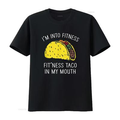 I M Into Fitness Taco In My Mouth Funny P  T Shirt for Women Cool and Stylish Fashion Statement Vintage Washed Breathable