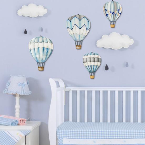 4Pcs/Set Hot Air Balloon Wall Decoration Farmhouse Rustic Wooden Balloon Wall
