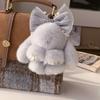 Rex-Kaninchenfell Fliege Plüschhasen Puppen Taschenanhänger Plüschhase Paar Anhänger Niedlicher Flauschiger Hase Tasche Anhänger
