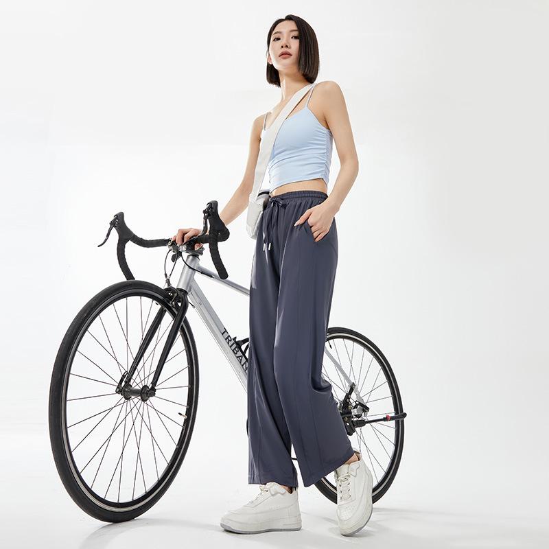 Women's Ice Silk Sun Protection High-Waist Wide-Leg Pants - Lightweight, Quick-Dry, Slimming, Casual, Versatile Summer Wear.