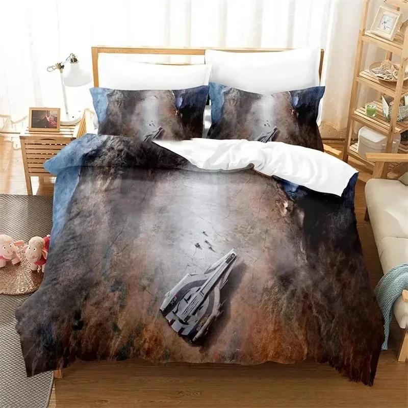 3D Print Spel Mass Effect Comfortabele Dekbed Dekbedovertrek Kussensloop Beddengoed Set Kinderkamer Decoratie Huis Textiel