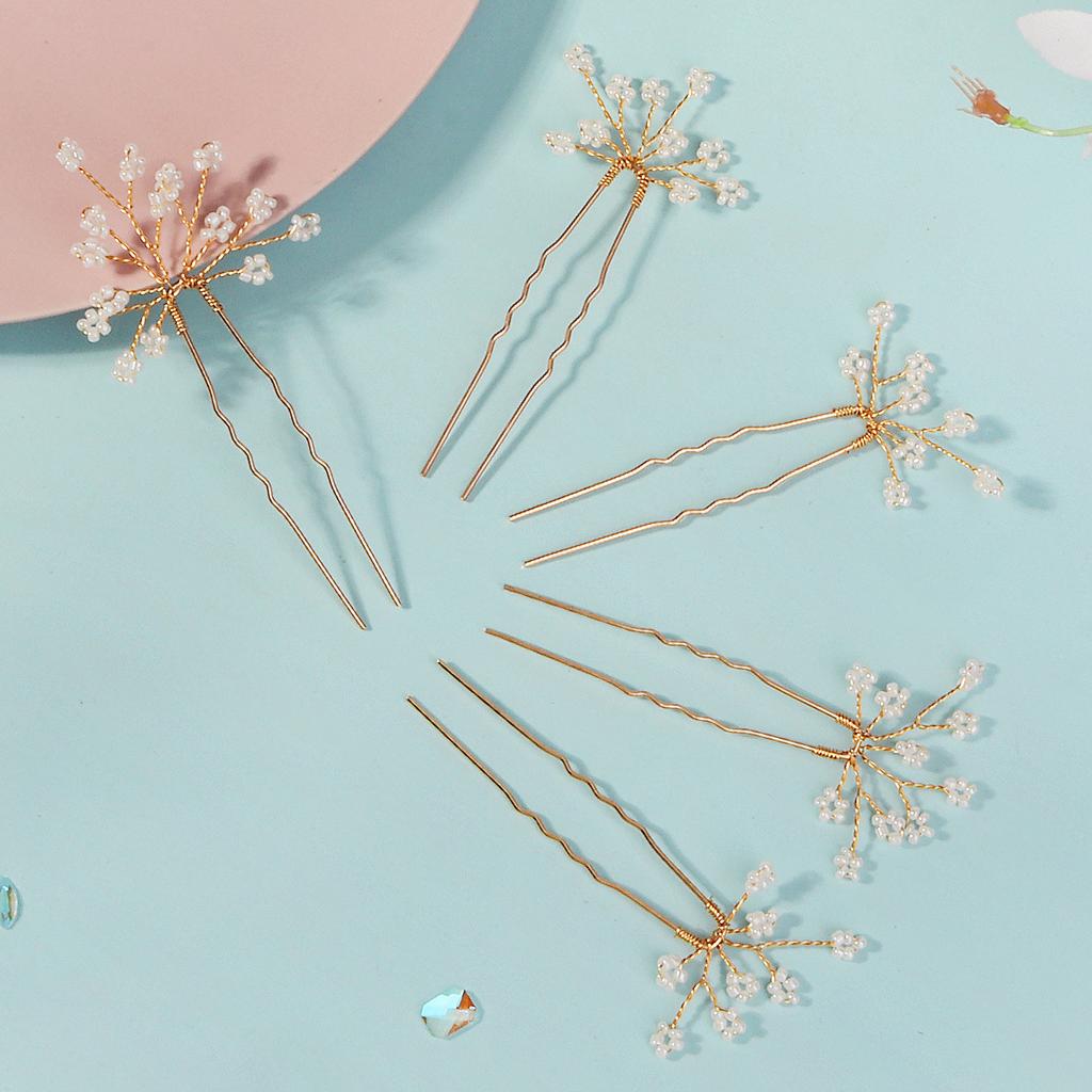 Bridal headdress, handmade rice bead hairpin, wedding jewelry, high-end hairdo, beaded hairpin, hairpin for women