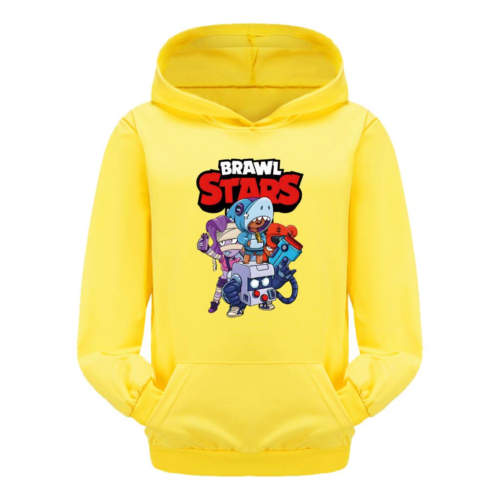 4093 Felpe con Cappuccio e Tasca Stampate Brawl Stars per Bambini e Bambine