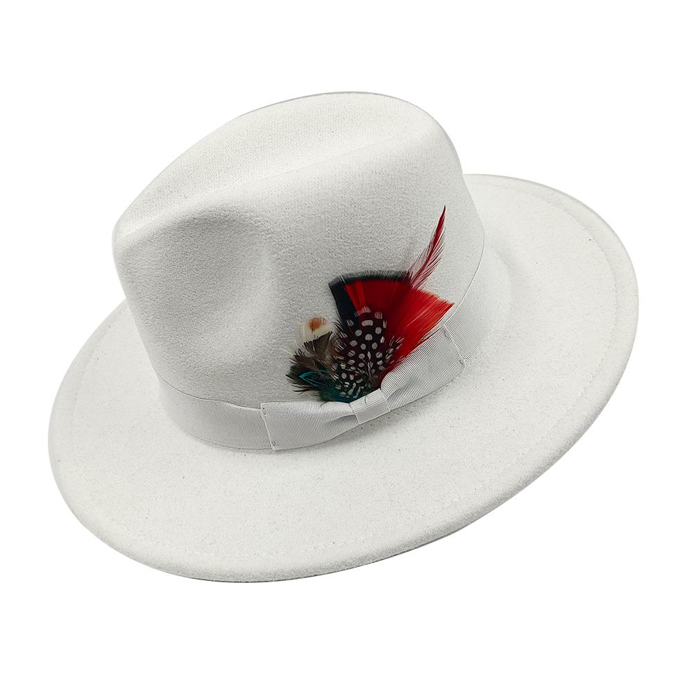 

Fashion Wool Men Women Feather Fedora Hat For Winter Autumn Church Panama Wide Brim Vintage Fascinator Jazz Caps 2022 New 56-58cm
