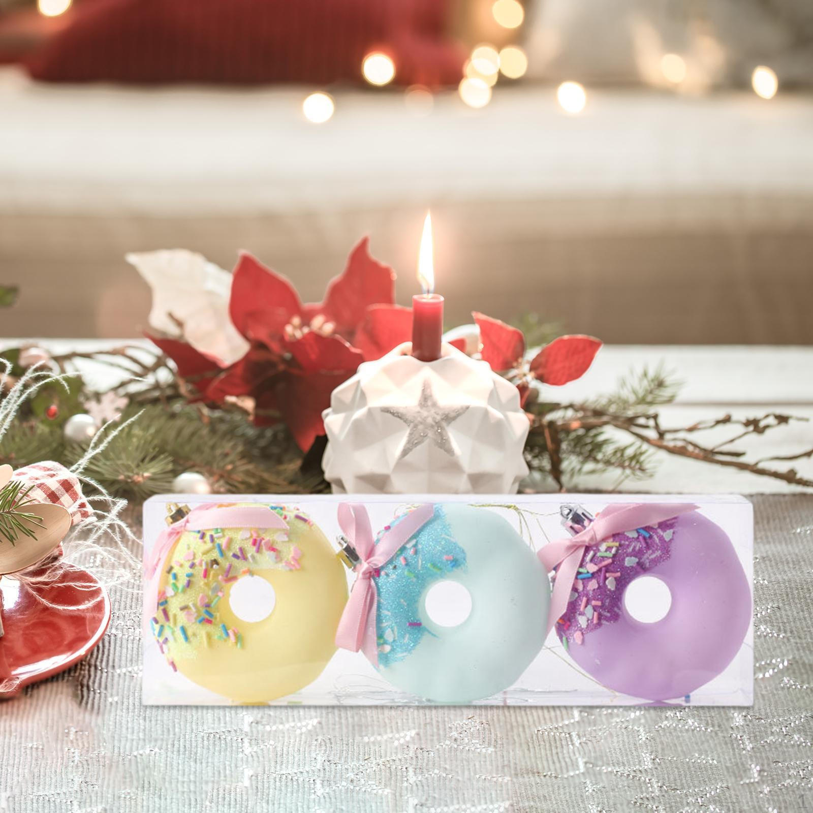 

1 коробка рождественских елочных украшений, офисная фотоподставка с веревкой для детской комнаты Donut 25X8.5X4CM