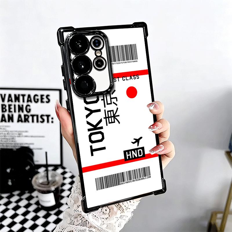 Travel Air Ticket Label Soft Phone Case For Samsung Galaxy S26 Ultra S25 Edge S24 FE S23 Plus S22 S21 + S20 Plating Anti-Fall Fu
