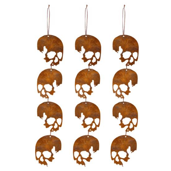 Halloween Skull Hanging Ornaments Metal Garden Sign Decorative Skull Shaped Hanging Tags