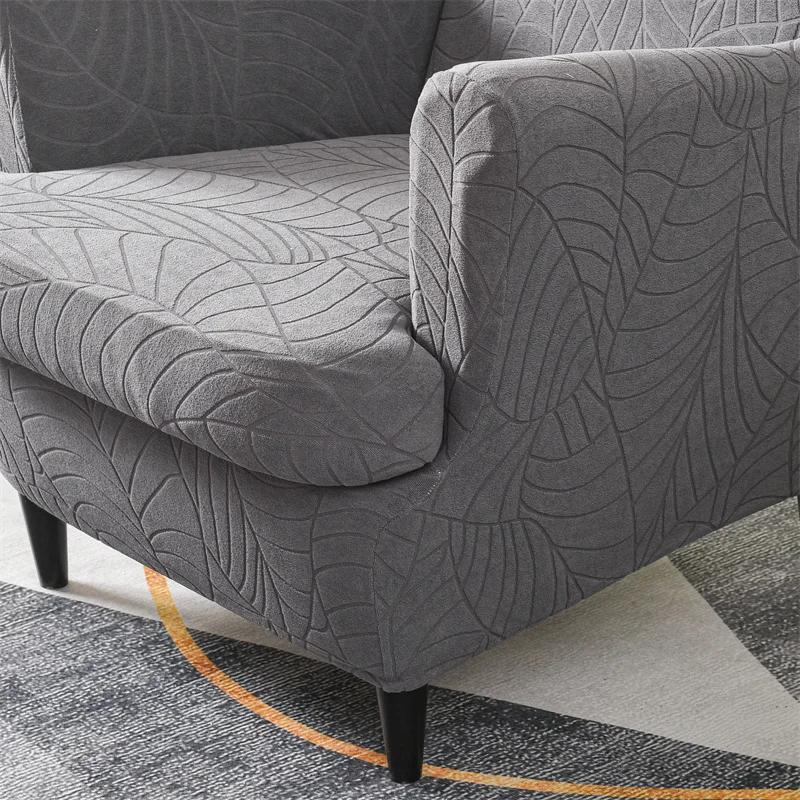 Blätter Jacquard Ohrensesselbezug Elastische Ohrensesselbezüge Rutschfeste Einzelsofa Überwürfe mit Sitzkissenbezügen Zuhause