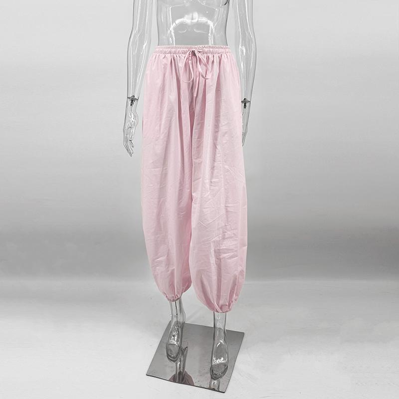 2026 Summer Loose Long Pants Women Trousers Pleated High Waist Trousers Solid Casual Wide Leg Bloomers Women Dance Lantern Pants