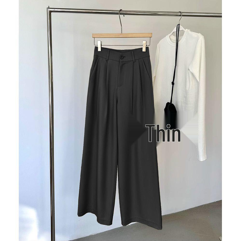 Women s Spring 2025 Drapey High-Waist Slimming Loose Wide-Leg Pants S Up to 47kg