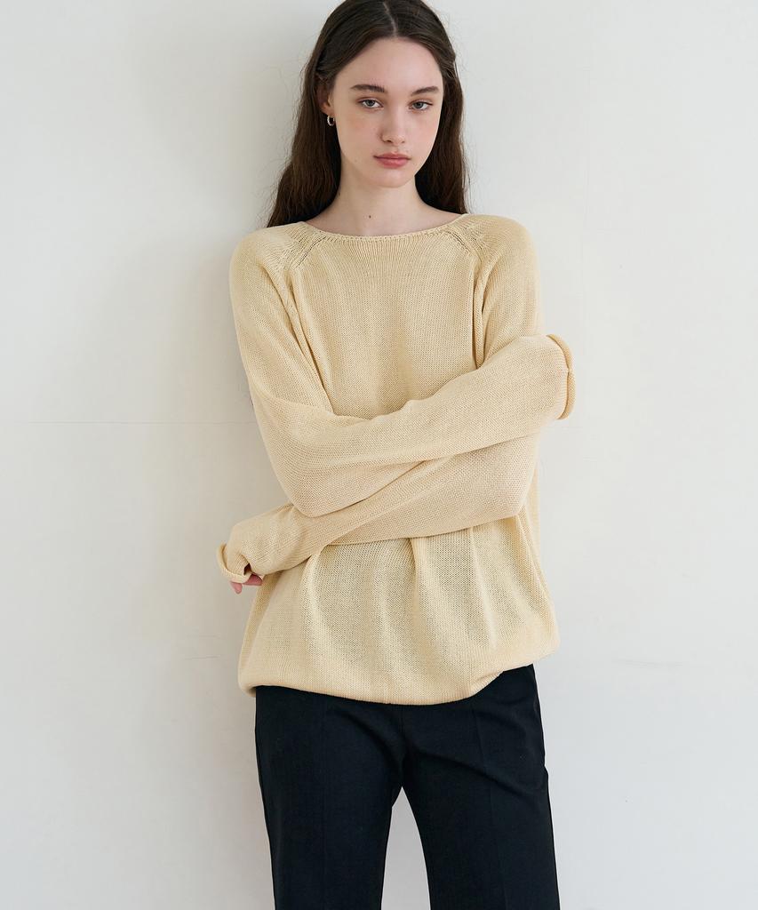 Deuloupisumeon Summer Linen Boat Neck Knit [White]