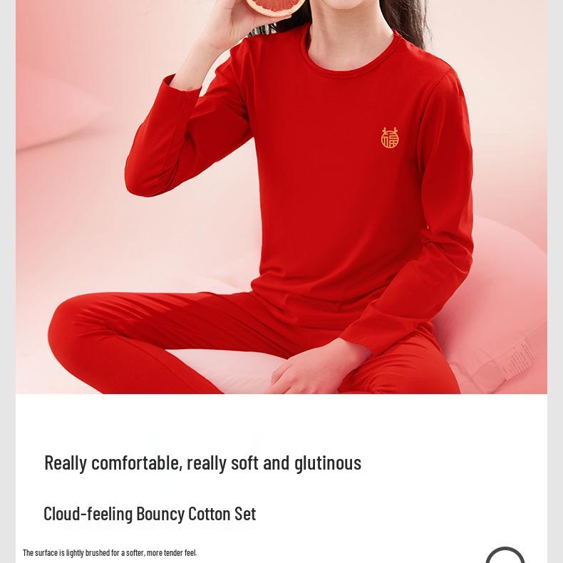 Children's 2026 Zodiac Red Cotton Long Johns Set - Boys & Girls Warm Autumn Underwear