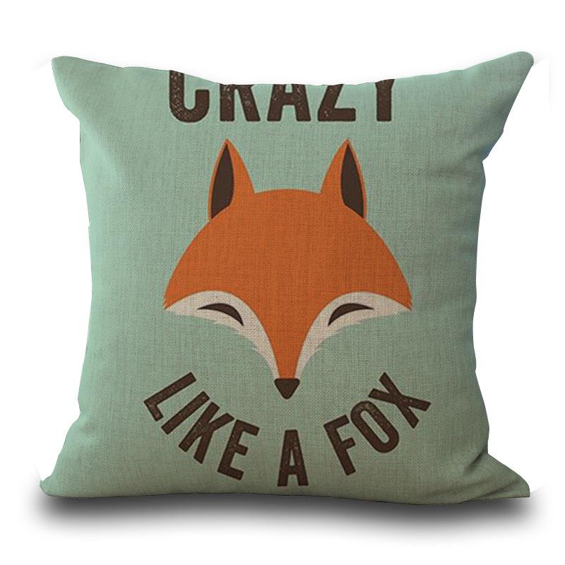 Cartoon Hand-Painted Fox Peach Leather Velvet Printed Pillow Cute Little Fox Sofa Cushion Cover Home Pillow Cover