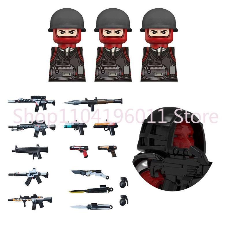 MOC UV Printing Military Building Blocks Accessories Soldier Figures Special Forces Army Sniper Police Bricks Toy Children Gift