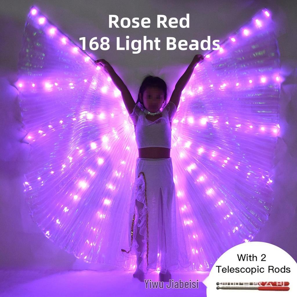 LED Leuchtendes Kinder Bauchtanzkostüm mit bunten leuchtenden Flügeln