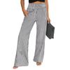 Women's Fashion Loose Pleated Elastic Waistband Pocket Striped Casual Pants