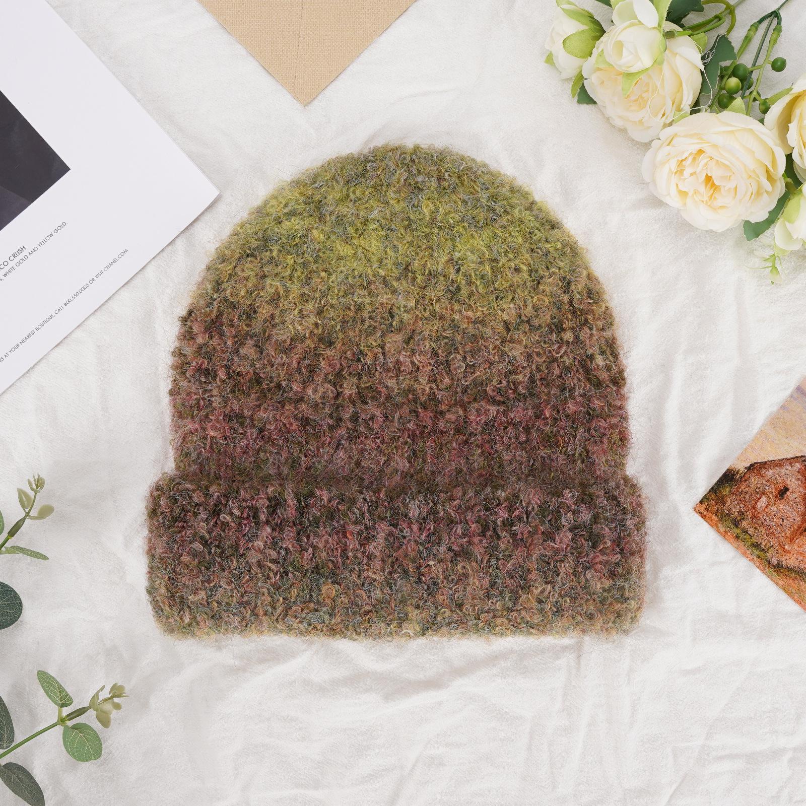 Шерстяная смесовая ретро шапка-шарф с градиентной расцветкой женская зимняя теплая холодная универсальная парная комплект из двух предметов зима новый