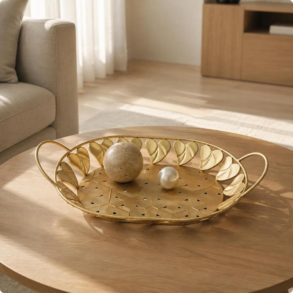 Elegant Decorative Tray with Handles Openwork Serving