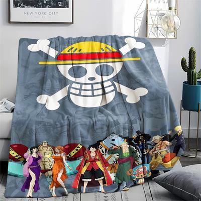 1Pc Anime Pirate Adventure Print Flannel Blanket, High Quality Comfortable for All Seasons, Home Decor, Warmth and Comfort, Perfect for Gifts