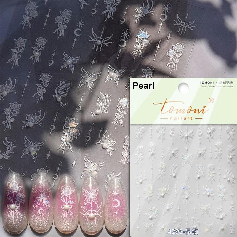 5D Butterfly Red Spider Lily Blooming Flowers Nail Art Stickers Chinese Characters Phoenix Swallow Self Adhesive Manicure Decals