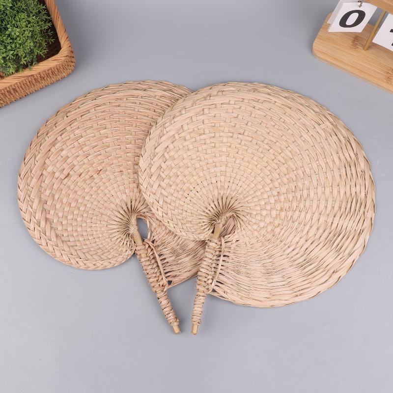 Farmhouse Style Handmade Woven Palm Leaf Fan Wedding Hand Fans For Summer Home Decoration Beach Parties Outdoor Events