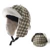 Women Retro Lamb Fleece Plush Earflap Hat Large Head Size Warm Riding Cap