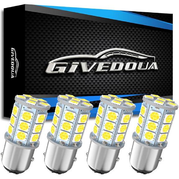 GIVEDOUA 1157 Led Bulb BAY15D 7528 2057 2357 Led Bulb for Brake Lights, Backup Reverse Lights,Tail Lights, Super Bright 5050 27-SMD 12V White (4pcs) 4
