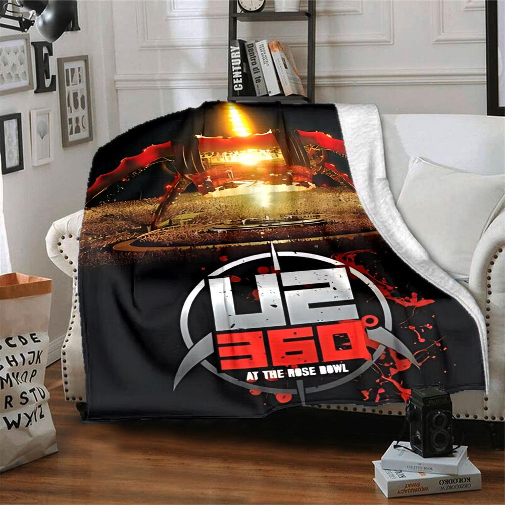 1pc U2 Blanket Lightweight Flannel Blanket Throw Blanket For Sofa, Bed, Travel, Camping, Livingroom, Office, Couch