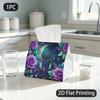 1pc Tissue Box, Whimsical Fantasy Moon Rose Pattern, 2D Flat Printing, Multi-Purpose, Foldable, Tissue Organizer, for Outdoor Use