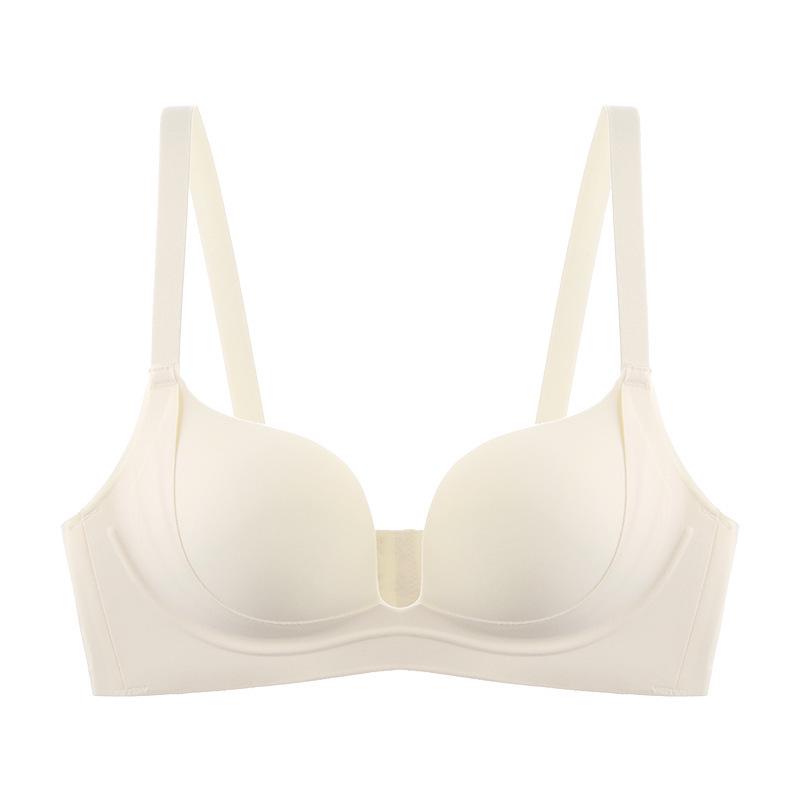 Glossy Seamless Push-Up Bra for Women - Versatile, Cross-Back, Anti-Sagging, Uplift Design for Small Chest