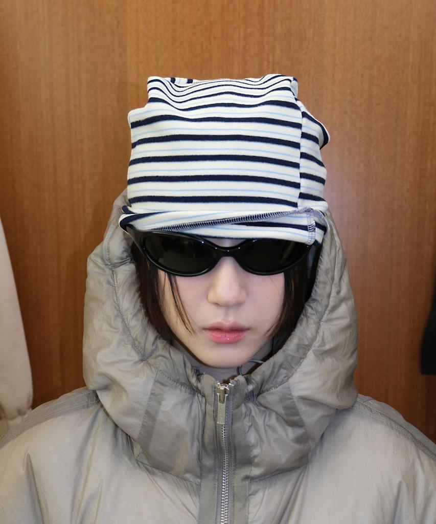 FIELDMANUAL Striped Fleece Beanie Cream