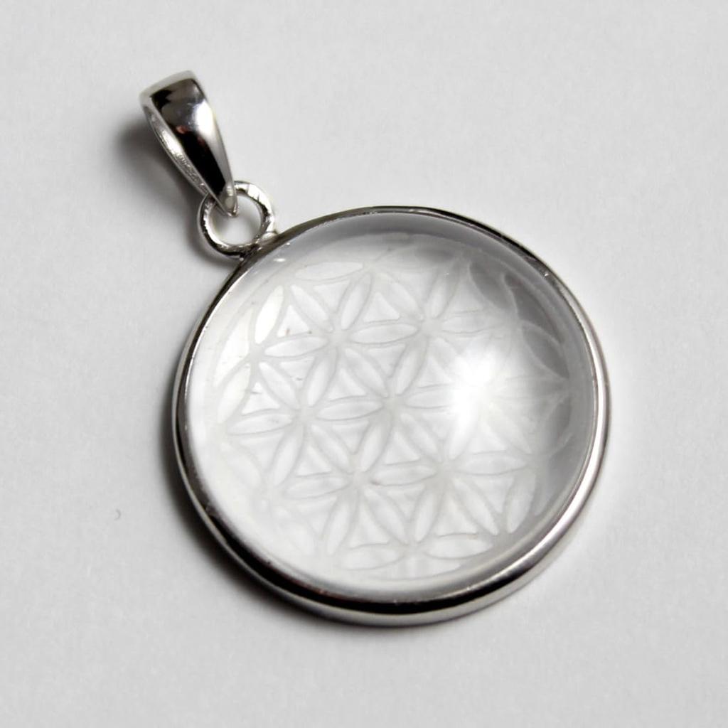 [Mizar] Flower of Life Pendant, Sacred Geometry, Flower of Life, Sterling Silver 925, Silver, Crystal, Quartz, Women's