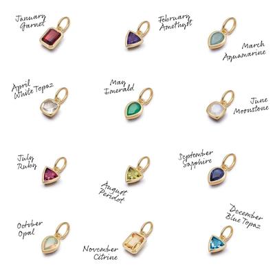Stainless Steel Color 12 Birthstone Pendant Diy Accessories Necklace Women'S Twelve Birthstone 18K Gold Plated