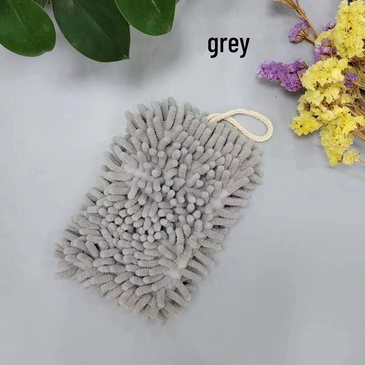 

Chenille Quick-Drying Cute Children s Hand Towel - Absorbent Thickened Square for Bathroom & Kitchen 15x20 cm серый