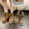 Fashion Brown Ankle Boots Women Outdoor Thick-soled  Warm Fur Winter Shoes Women's Cowboy Boots Shoes for Women