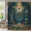 Mystical Cosmic Print Waterproof Shower Curtain For Bathroom, Intricate Sun & Moon Design High-End Toilet Partition Curtain