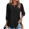 Women's Lace-Up Blouse, Loose Fit, Casual, Sheer Lace