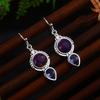 Elegant S925 Plated Charoite Drop Earrings Women Stylish Purple Crystal Dangle Jewelry Gift