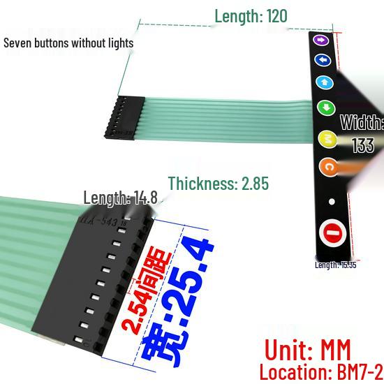 PET Matrix 1x7 Key Monitor Membrane Switch Control Panel