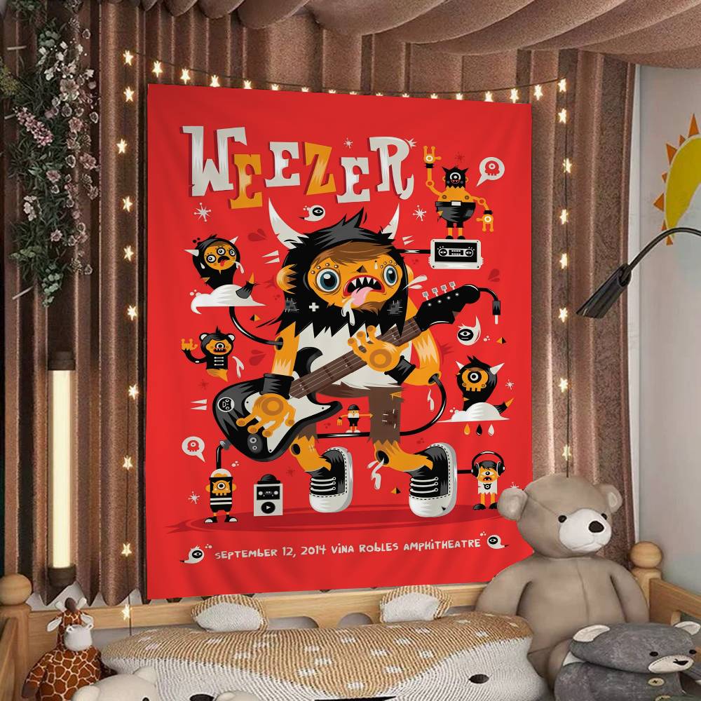 Music Band Retro W-weezerS Vintage Colorful Tapestry Wall Hanging Hanging Tarot Hippie Wall Rugs Dorm Wall Art Decor