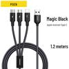 PISEN 3-in-1 Retractable Fast Charging Cable for Apple & Huawei