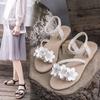 Size 35-43, Large Size Women's Shoes Flower Sandals Female Student Korean Version Versatile 41 Fairy Wind Flat Bottom Beach Shoes Summer 42